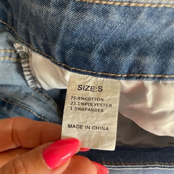 GOSOPIN Distressed Raw Hem Boyfriend Straight Leg Jeans - Picture 9 of 9